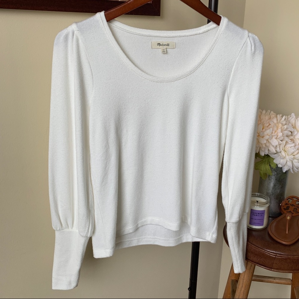 XS Madewell White Long Sleeve Top